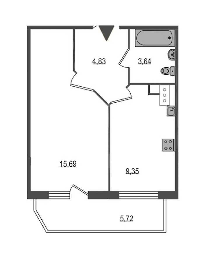 Однокомнатная квартира в : площадь 35.23 м2 , этаж: 3 – купить в Санкт-Петербурге